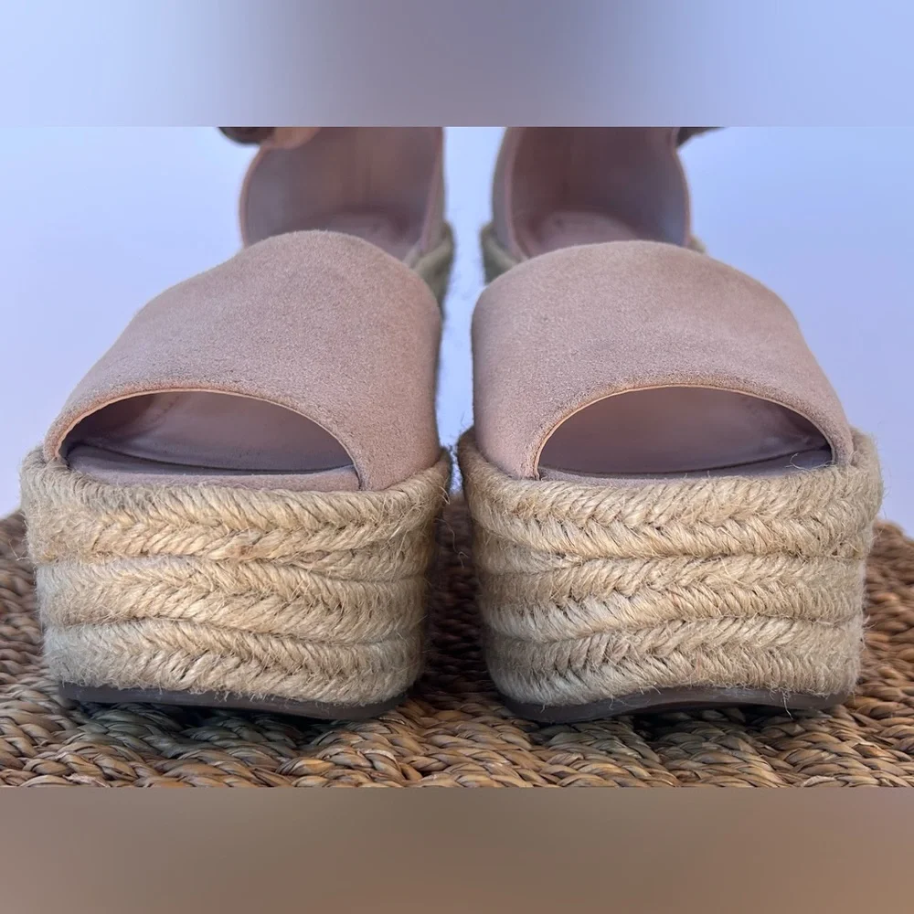 Marc Fisher Pink Suede Espadrille Wedge Sandals